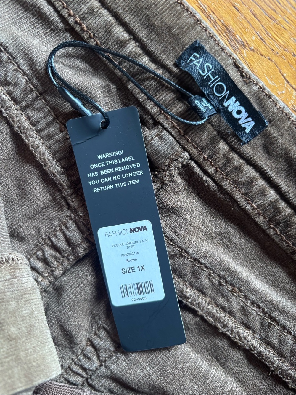 NWT Fashion Nova Brown Corduroy Mini Skirt - Women Size 1X - Picture 4 of 5